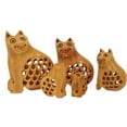 thumbnail image 2 of IBA Indianbeautifulart Wooden Undercut Cat Beautiful Handmade Carving Animal Figurines Decorations Set Of 5 Home & Table Top Decoration, 2 of 6
