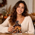 thumbnail image 4 of AOMXGD 6 Inch Halloween Acrylic Tabletop Standing Ornament, Double-Sided Printed Cottage Cabin Silhouette for Halloween Desk Bookshelf Window Event Display Layout, 4 of 6