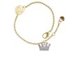 thumbnail image 2 of Delight Jewelry Silvertone Crown with Crystals and Textured Bottom Gold-tone Rose Link Chain Bracelet, 6.25"+1.75" Extender, 2 of 4