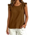 thumbnail image 4 of Siminsem Women's Crew Neck Tank Top 2026 Summer Casual Sleeveless Solid Basic Tee Vest Tops Loose Fit Lightweight Daily Vacation Going Out Shirts, Brown, S, 4 of 6