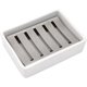 thumbnail image 1 of Jabonera de cerámica, soporte para jabón de acero inoxidable para baño y ducha, caja de jabón con drenaje de doble capa, 1 of 4