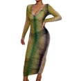 thumbnail image 3 of xiaxaixu Robe Ajustée pour Femmes, Dégradé de Couleur Col en U une Pièce, 3 of 9