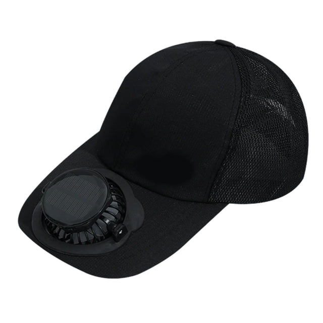 SIYTUAU Baseball Cap With Solar Powered Charging Fan 3-Speed Control Mesh Side Panels Led Display For Men Women Polyester Size 23.62X6.3X5.12In
