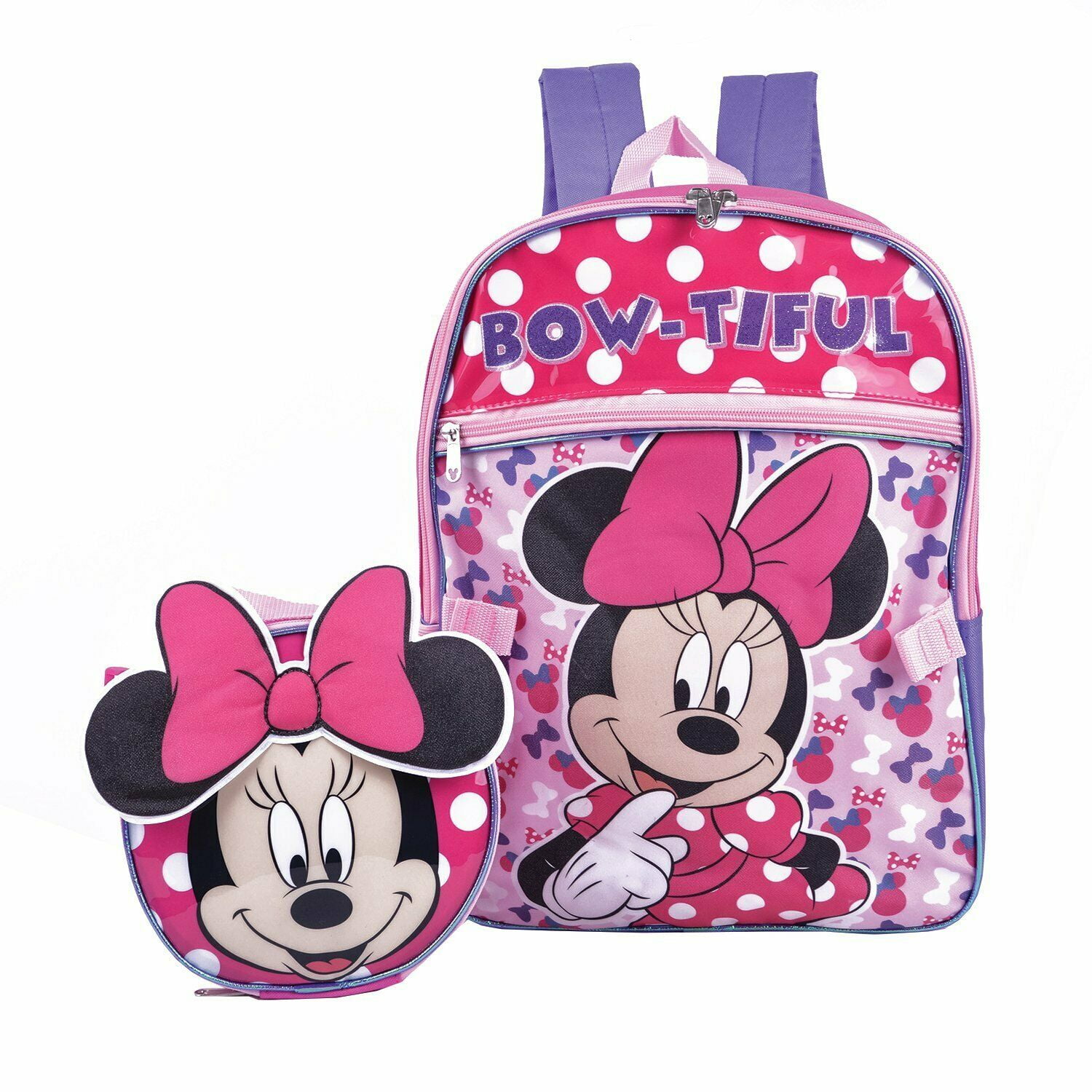 Little girls 16 Cartoon Book Bag Backpack With Lunch box - 2 Piece Set