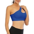 thumbnail image 4 of Women's One Shoulder Cut Out Tank Top Workout Padded Sports Bra Post-Surgery Bra Sexy Medium Support Fitness Running Bras, 4 of 6
