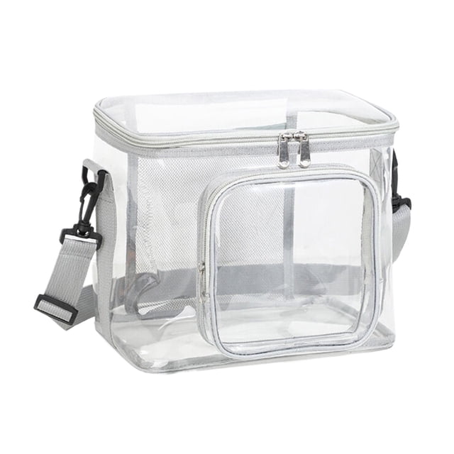 SuChun Outdoor Cushion Storage Bag Clear Backpack Heavy Duty Transparent Bookbag See Through Multiple Pockets With Zippered Top And Handle For Concert Sport Event Work Travel Festival Gray