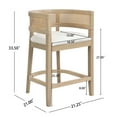 thumbnail image 3 of Christopher Knight Home 25.5" Upholstered Counter Stools, Wood Frame with Rattan Back, Light Ash, Set of 2, 3 of 8