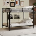 thumbnail image 4 of Harper & Bright Designs Queen Size Iron Bunk Bed with Ladder, Queen Over Queen Metal Bunk Bed Frame with Safety Rails for Bedroom, Black, 4 of 11