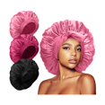 thumbnail image 1 of wonima11 3Pcs Bonnets for Sleeping, Extra Satin Silk Bonnet for Sleeping Women with Tie Band for Curly Hair Jumbo Bonnet Braids, 1 of 1