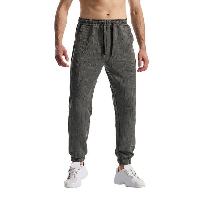 Men Sports Bottoms Baggy Sweat Pants For Men Joggers for Men Textured Baggy Sweatpants Stretch Solid Color Drawstring Waist Running Track Pants with Pockets