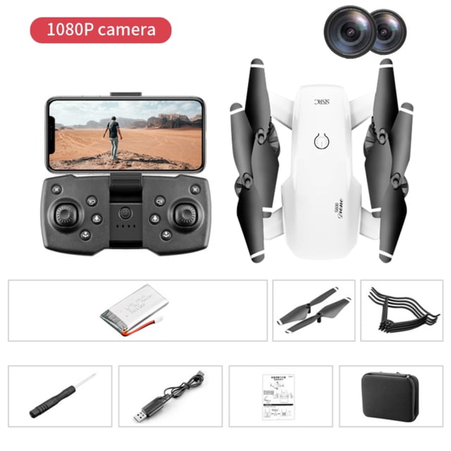 Drone plegable Control remoto Quadcopter Avión Avión de juguete Regalo para niños con estuche de almacenamiento, Cámara única 1080P, Blanco Inevent EL001061-03B