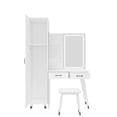 thumbnail image 5 of Makeup Vanity Desk with Lights, Vanity Desk with Mirror, 3 Lighting Modes and Stool, Built-in 3 Open Shelves & Wardrobe, Bedroom Vanity with Lights Dressing Table Set Gifts for Girls & Women, White, 5 of 9