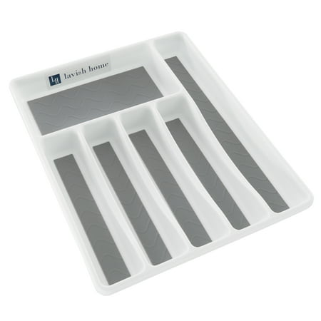 Silverware Drawer Organizer With Six Sections And Nonslip Tray
