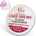 thumbnail image 1 of Cakebon Cake Boards - Sturdy 1/2 Thick Drums - 12 Inch Professional Fully Wrapped Edges White 12-Pack, 1 of 9