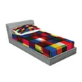 thumbnail image 2 of Ambesonne Abstract Fitted Sheet & Pillow Sham Set, Halftoned Mosaic Tile, Twinxl, Multicolor, 2 of 2