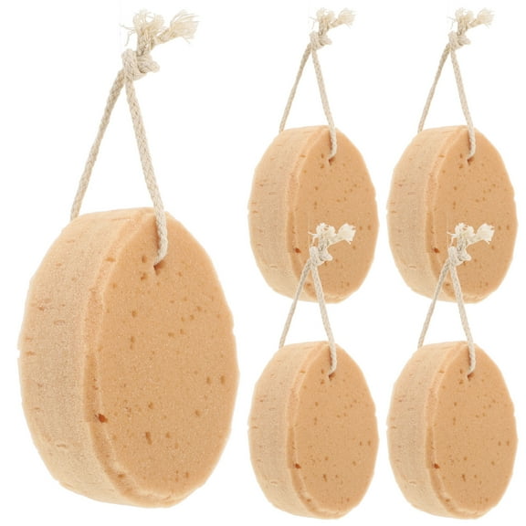 PAMINGONO 5pcs Bath Sponge Soft Honeycomb Cotton Shower Sponges For Adults For Home And Travel Skin Safe Brown