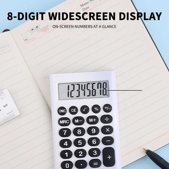 Qocolhg Économies de Rentrée Scolaire! Calculatrices Standard de Base Mini Calculatrice de Bureau Numérique avec Écran LCD 8 Chiffres. Calculatrice Intelligente Taille de Poche pour Maison École pour Enfants Fournitures Scolaires
