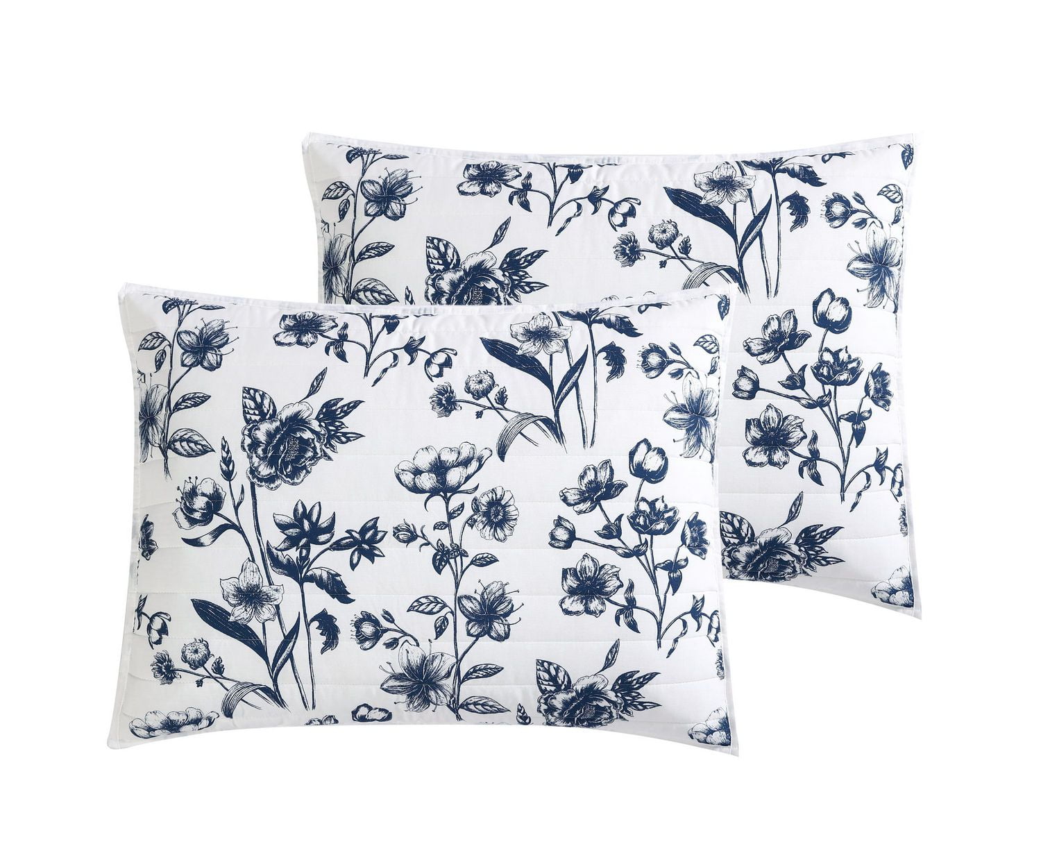Ensemble de Courtepointe à Fleurs Bleu Marine, 3 pièces