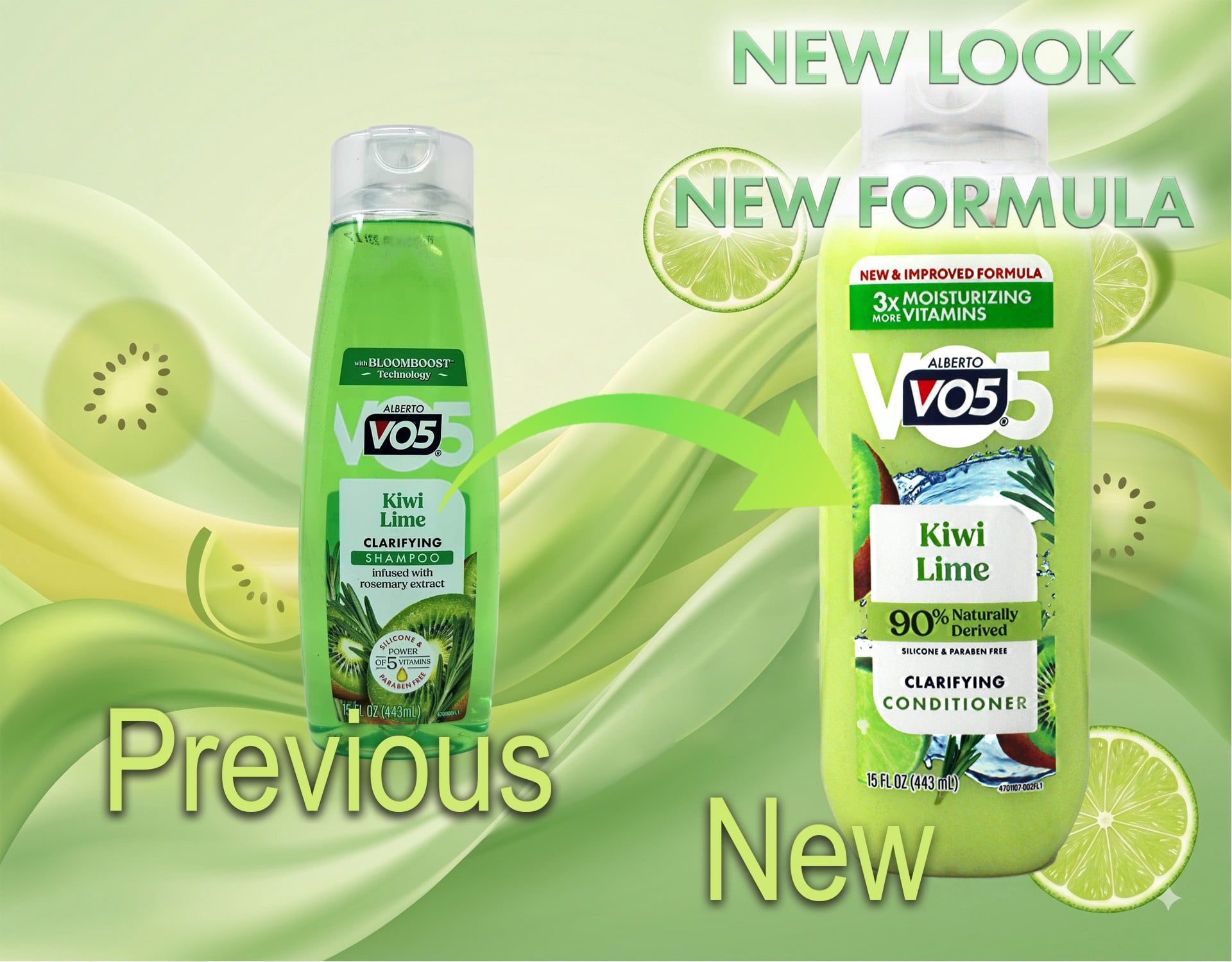 (4 pack) Alberto VO5 Kiwi Lime Clarifying & Nourishing Daily Hair Conditioner with Vitamin E & C, 15 fl oz