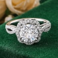 thumbnail image 3 of Oryn Jewelry Floral Round Cut 1.9 Ct Moissanite Ring - 14K White Gold Plated Rings - Women's Inspired Flower Engagement Jewelry - Proposal Ring for Her, 3 of 5
