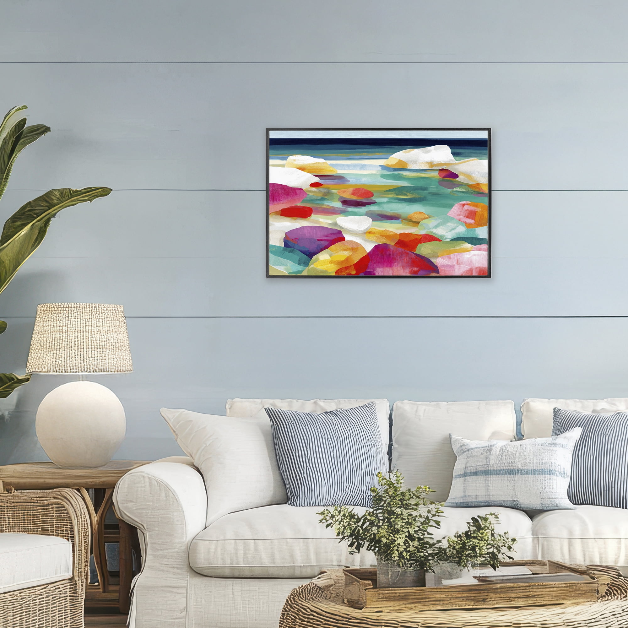 Stupell Industries Vivid Stones By The Shore Black Framed Giclee Art, design by Chromatic Storm Studio