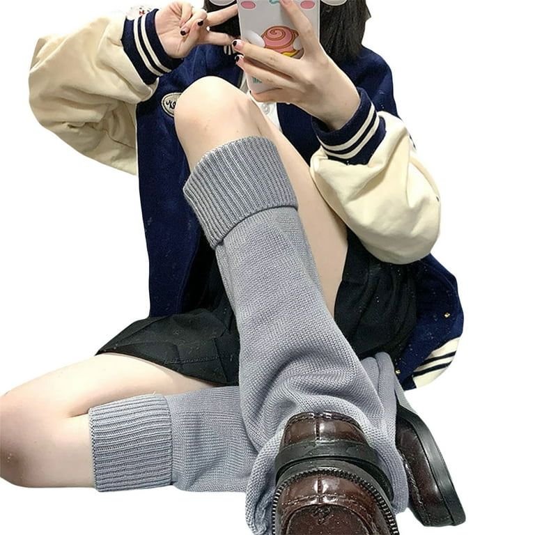 Women Knitted Leg Warmers 80s 90s Harajuku Kawaii High Heels Boots Warm  Stockings For Teen Girls Fuzzy Leg Cover Partywear Clubwear