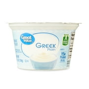 Great Value Greek Plain Nonfat Yogurt, 5.3 oz Cups (Plastic Container)