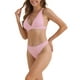 thumbnail image 4 of INSPIRAR CHIC Conjuntos de Bikini de V Cuello y Cruce para Mujeres de 2 Piezas con Parte Inferior Triangular con Cuerda en la Espalda Trajes de Baño Talla X-Small Rosa, 4 of 5