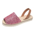 thumbnail image 4 of Rokment Bling Sequin Platform Sandals for Women with Back Strap Bridal Sparkly Leather Peep Toe Espadrilles Chunky Heels Slingback Dressy Summer Shoes Pink Size 7, 4 of 5
