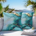 thumbnail image 5 of Waterproof Throw Pillow Covers Set of 2, 18x18 Inch Turquoise Gold Marble Decorative Pillowcases Outdoor Pillow Slip Cushion Covers Set for Couch Tent Abstract Simple Geometric, 5 of 7