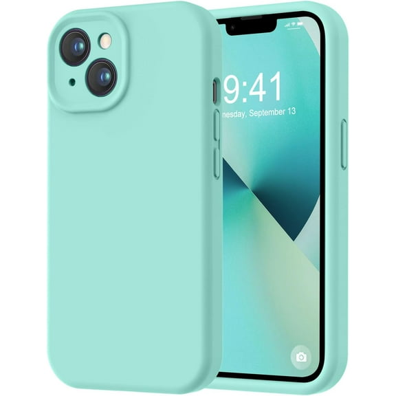 for iPhone 13 Case, Premium Silicone with [Camera Protection] [Soft Anti-Scratch Microfiber Lining] Shockproof Protective Phone Case for iPhone 13 Women Men Girls 6.1", Sea Blue