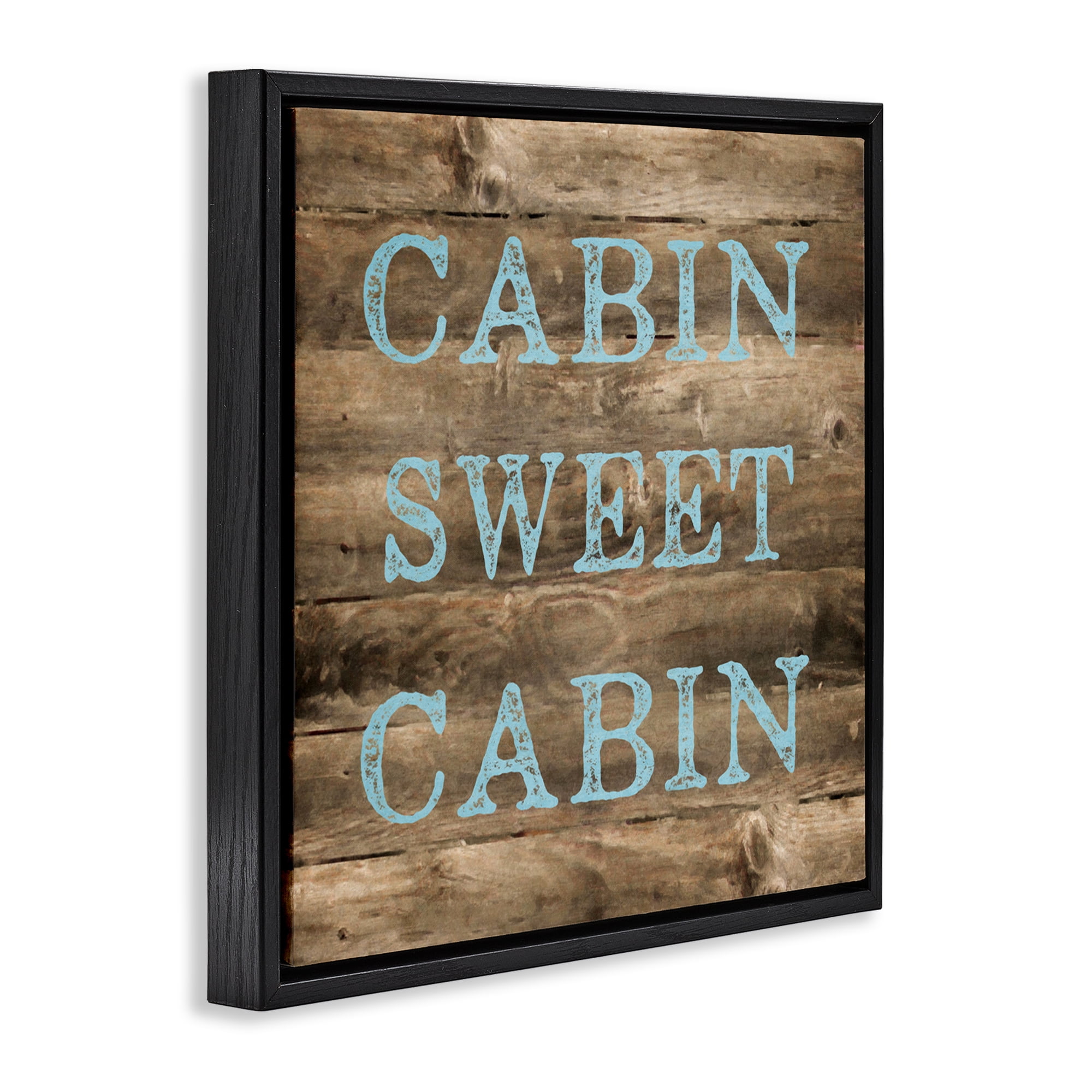 Stupell Industries Sweet Cabin Distressed Rustic Text & Numbers Painting Black Floater Framed Canvas Art Print Wall Art, 25 x 25