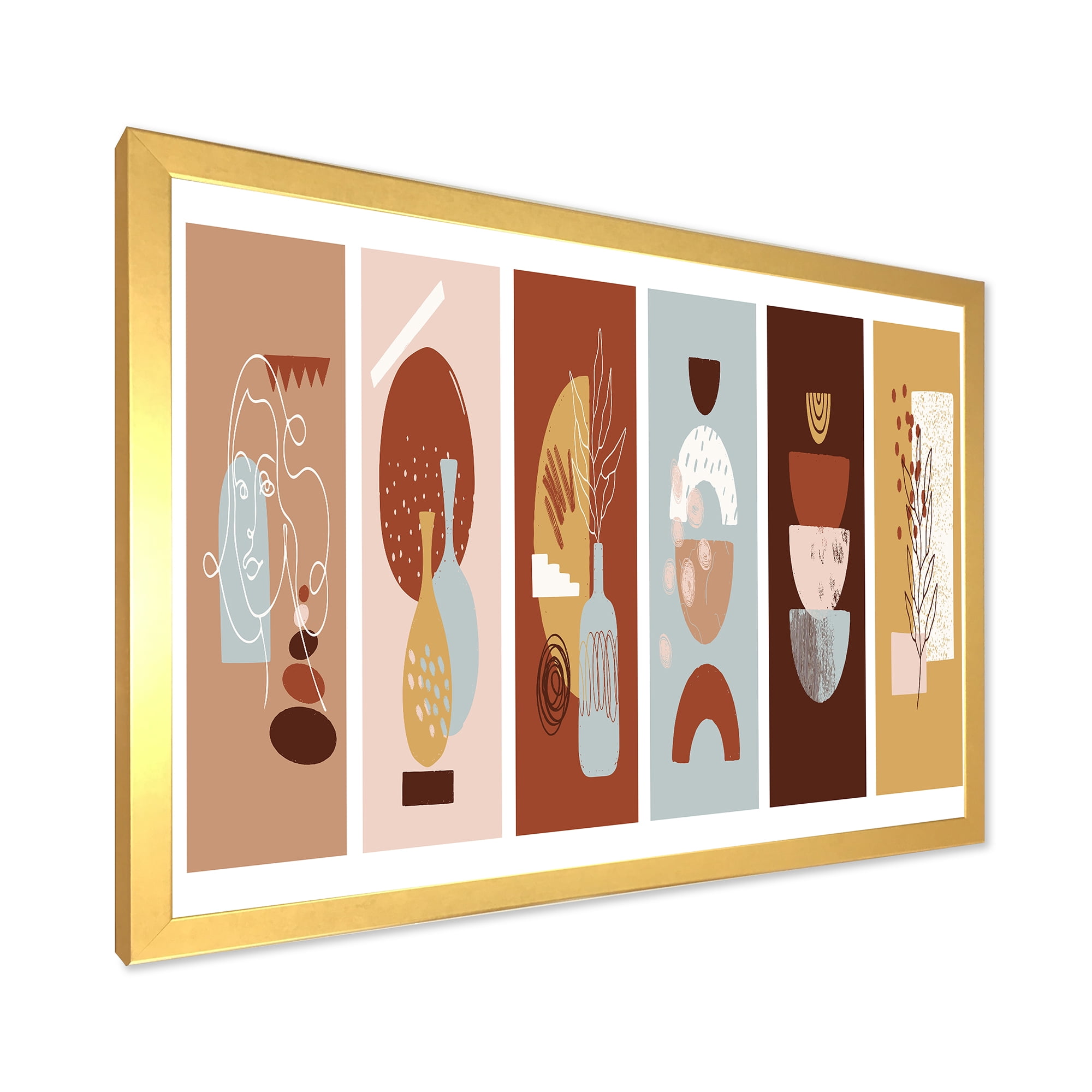 Designart 'Compostion Minimalistic of Organic Shapes V' Modern Framed Art Print