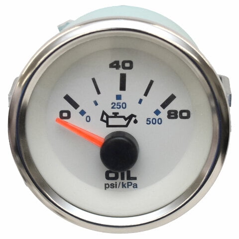 Teleflex Boat Oil Pressure Gauge 65724 | 2 Inch Silver White