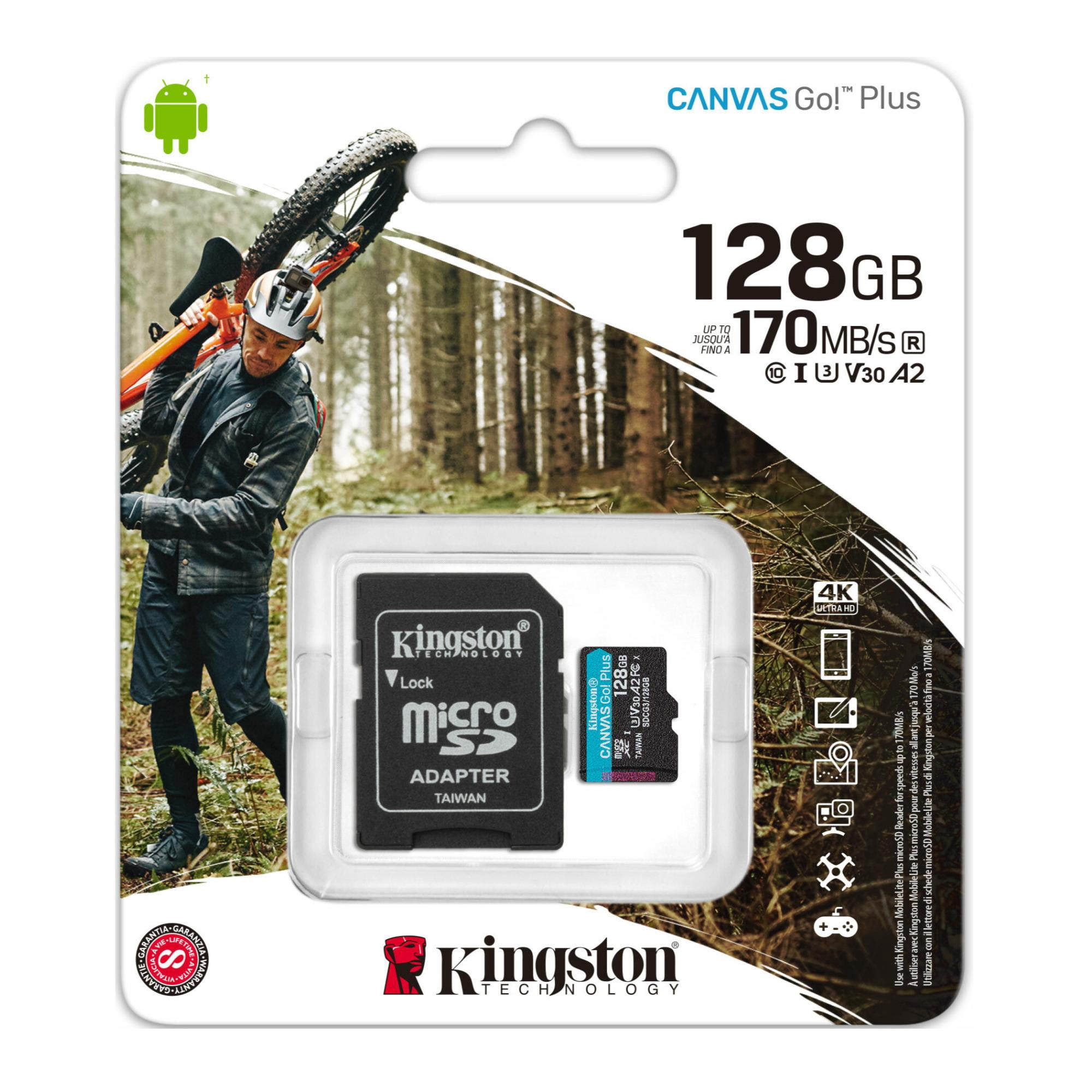 Kingston 128GB MicroSDXC Canvas Go Plus Memory Cards with USB 2.0