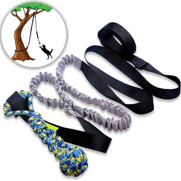 Dog Outdoor Bungee Hanging Toy,Interactive Tether Tug Toy for Pitbull & Small to Large Dogs to Exercise & Solo Play,Durable Tugger for Tug of Wa