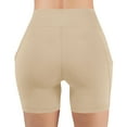 thumbnail image 5 of nerohusy Women's Biker Shorts with Pockets High Waisted Spandex Workout Running Yoga Gym Lightweight Summer Fitness Stretchy Shorts Beige,XXXL, 5 of 9