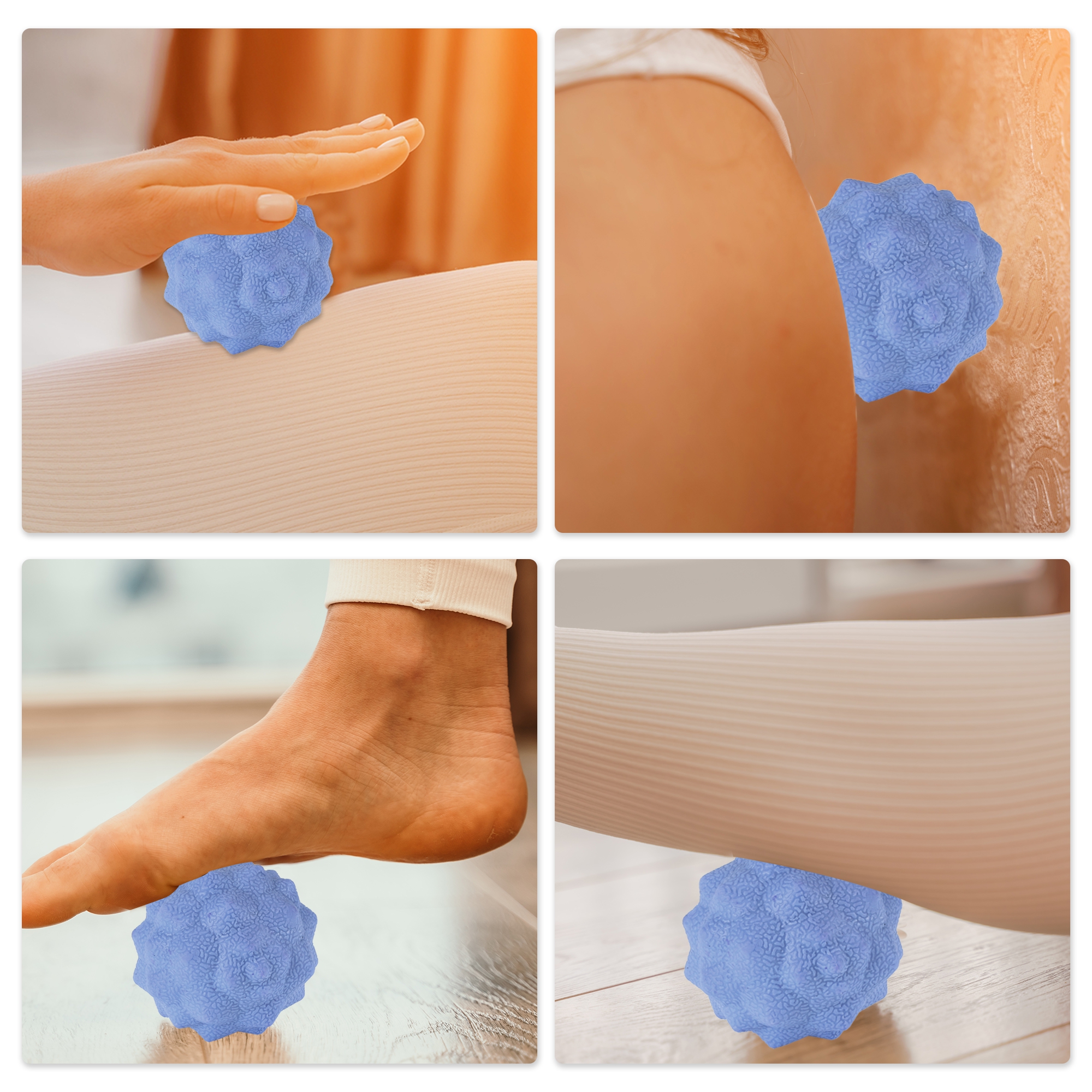 Unique Bargains 1 Pc Diamond Massage Ball for Travel Home Gym Blue