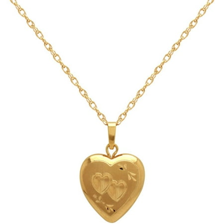 heart locket filled pendant double gold