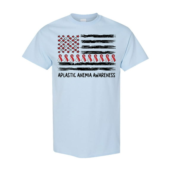 Inktastic Aplastic Anemia Awareness Red and White Ribbons and Flag T-Shirt
