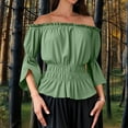 thumbnail image 3 of Women's Renaissance Shirt Ruffle Sleeve Off The Shoulder Peplum Blouse Retro Medieval Dressy Top, 3 of 5
