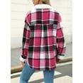 thumbnail image 5 of Womens Fall Fashion Flannel Shackets Plaid Button Down Jacket Casual Long Sleeve Fleece Shirt with Pockets Red S, 5 of 8
