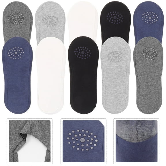Sparsain 5 Pairs Men's Cotton Invisible Low Cut Socks (Black White Dark Blue Light Grey Dark Grey)
