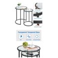 thumbnail image 5 of Round Nesting Side Table, Accent Table Set, Little End Table Combo with Metal Frame & Glass Top, Easy Assembly for Living Room, Bedroom, Guestroom, Office, Apartment, Small Space, Black, 5 of 5