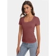thumbnail image 6 of Women's T Shirts Short Sleeve Scoop Neck Basic Going Out Tops Fashion Slim Fit Tee, 6 of 6