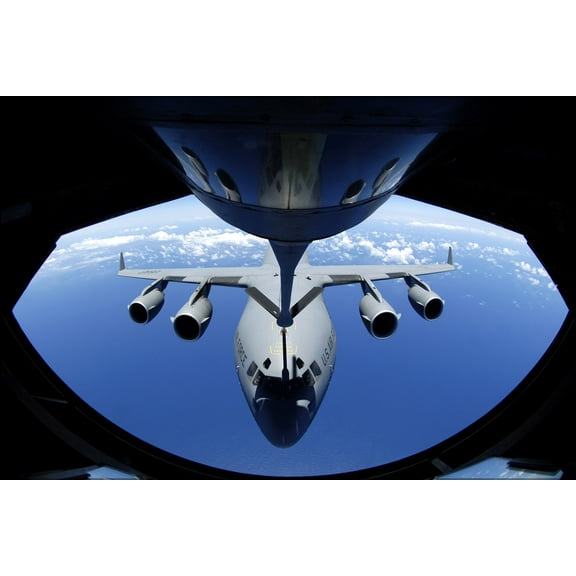 24"x36" Gallery Poster, C-17 Globemaster III refuling by Boeing KC-135 Stratotanker