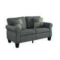 thumbnail image 2 of Benzara BM182865 35 x 58 x 31 in. Linen Fabric Upholstered Love Seat with Wooden Legs, Gray & Black, 2 of 2