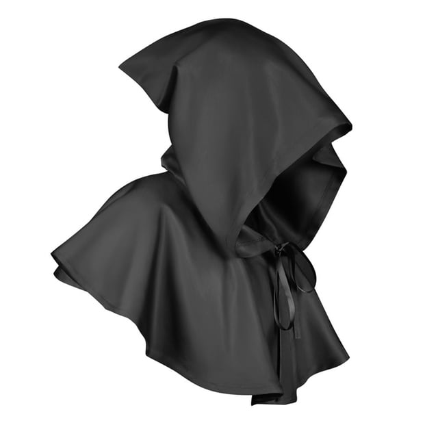 Bewildely Fiesta de Halloween Banquete Capucha Decoración Capa Mantón Decoración Adultos Medieval Cowl Hat Photo Prop Holiday Festival Accesorio Kits de decoración para fiestas Negro Bewildely HA069098-03