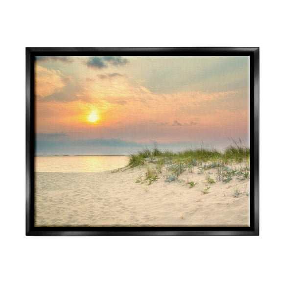 Rising Sun Seaside Beach Morning Coastal Photograph Jet Black Framed Art Print Wall Art