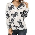 thumbnail image 4 of Cyber&Monday Deals USSUMA Womens Blouses and Tops Dressy Womens Boho T-Shirts Casual Floral Print V Neck Long Sleeve Loose Blouses Shirts Tops, 4 of 7
